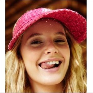 NWT Free People Pink Magenta Baha Straw Visor